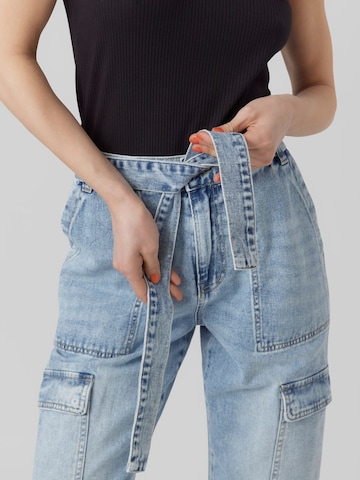 VERO MODA Tapered Cargojeans 'Ella' in Blauw