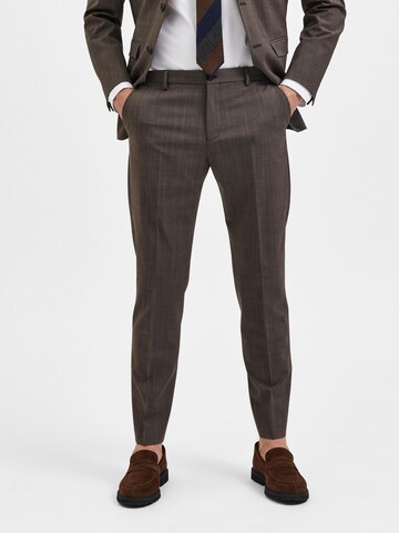 Slimfit Pantaloni con piega frontale 'Elon' di SELECTED HOMME in marrone: frontale