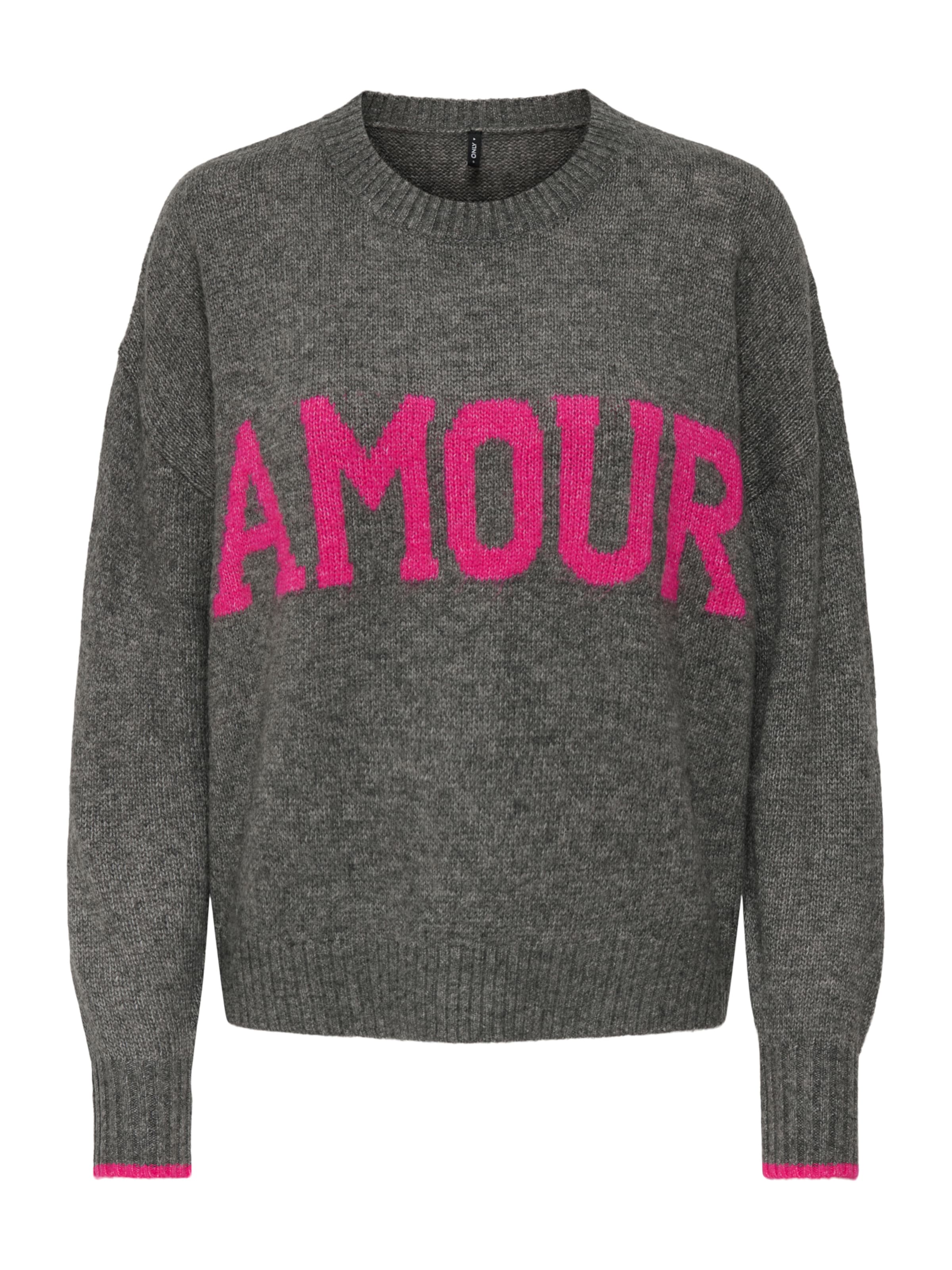 ONLY Sweater 'ONLNEW AMOUR' in mottled grey / Fuchsia, Item view