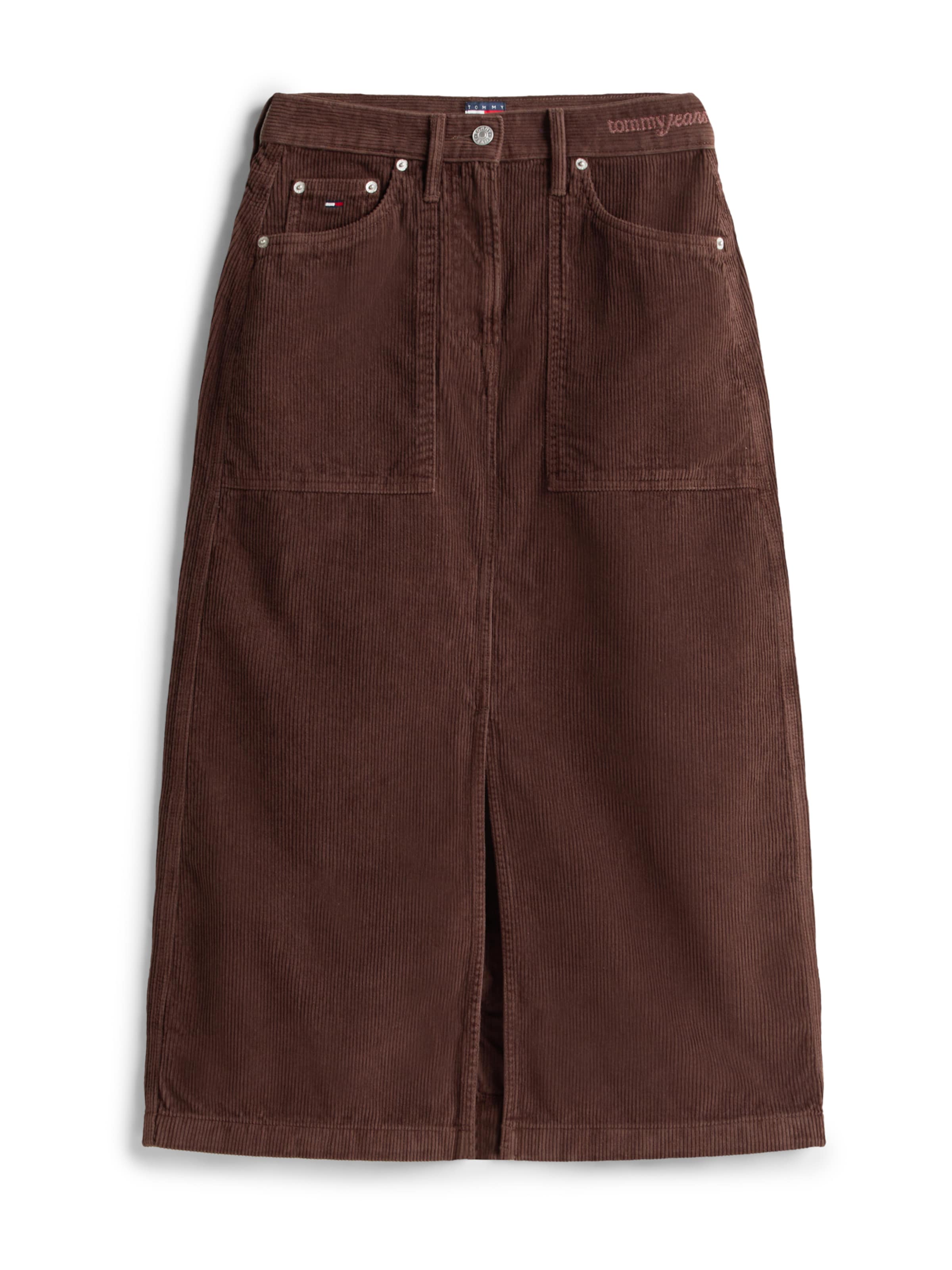 Tommy Jeans Sukně – hnědá: přední strana