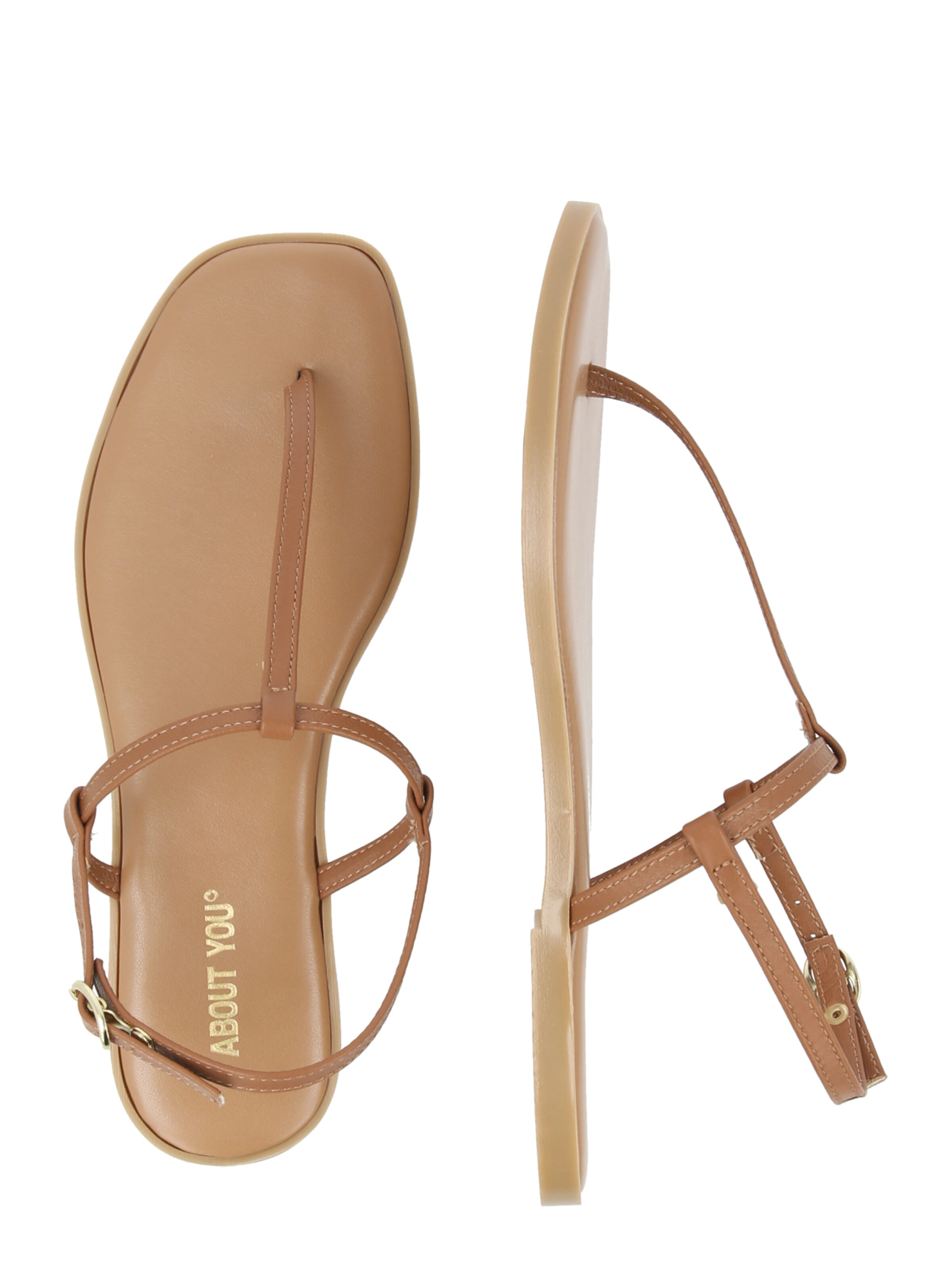 ABOUT YOU T-Bar Sandals 'Cassandra' in Brown