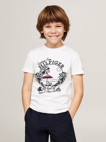 TOMMY HILFIGER Koszulka 'GREETINGS FROM' w kolorze biały: przód