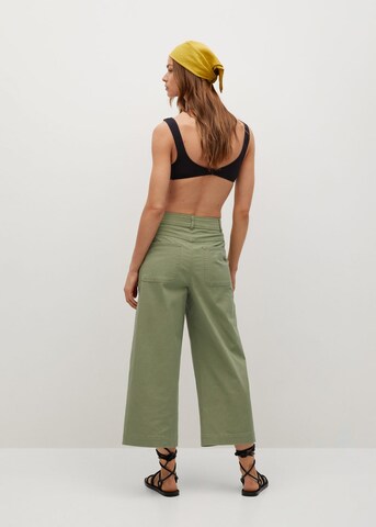 MANGO Wide leg Broek 'Garden' in Groen