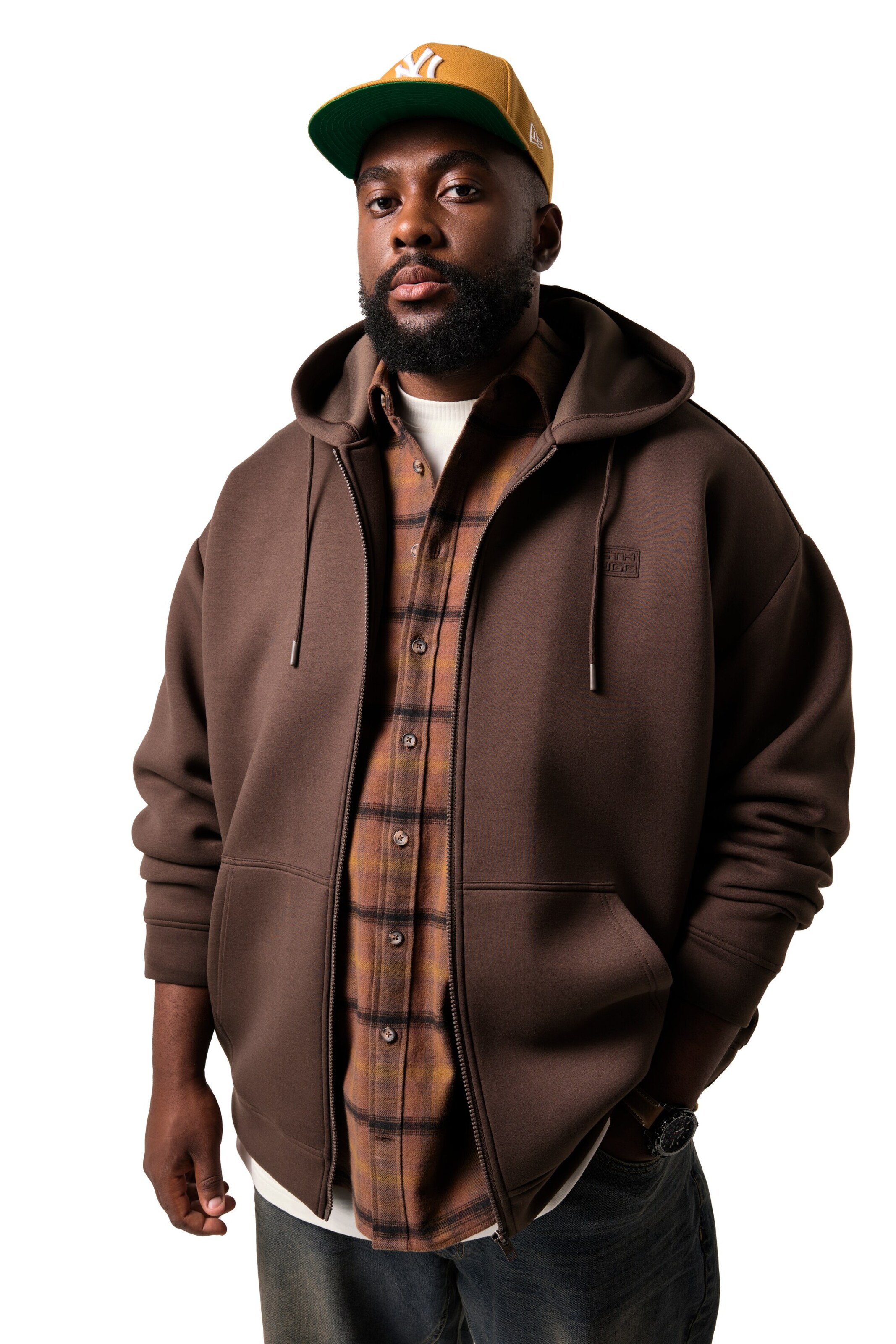 STHUGE Sweatvest in Bruin: voorkant