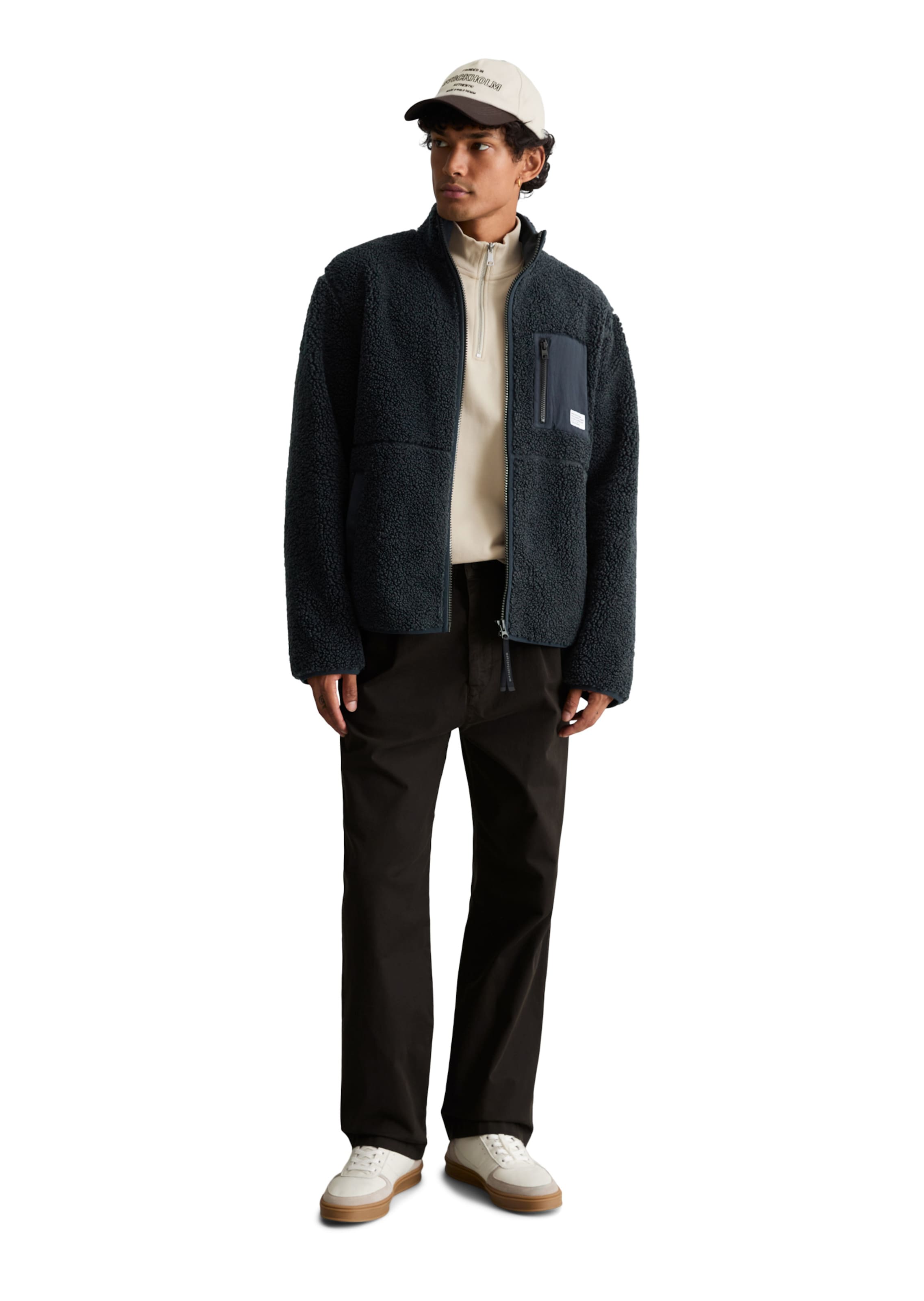 Marc O'Polo DENIM Fleece jas in Blauw: voorkant