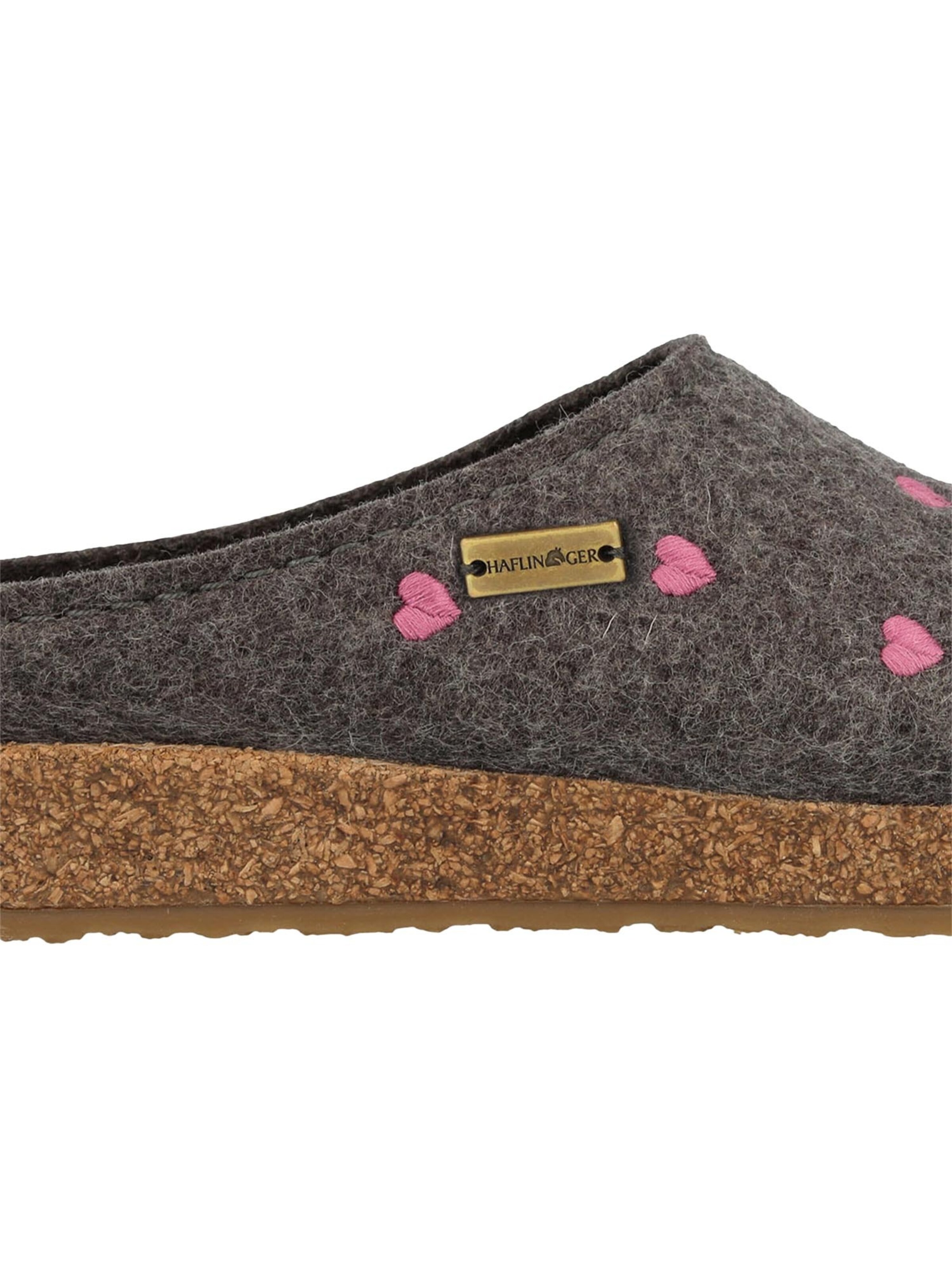 HAFLINGER Clogs 'Grizzly Cuoricini' in Grey