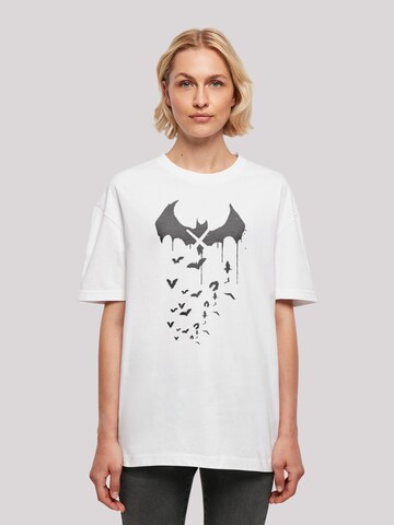 F4NT4STIC Oversized Shirt 'DC Comics Batman Arkham Bats X Drip' in White: front