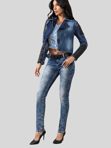 CIPO & BAXX Slimfit Jeans in Slim-Fit, dicke Kontrast Naht in Blau