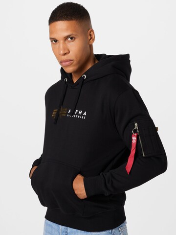 ALPHA INDUSTRIES Sweatshirt 'Alpha' in Zwart: voorkant