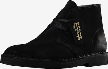 CLARKS Lace-Up Ankle Boots 'Desert' in Black: front