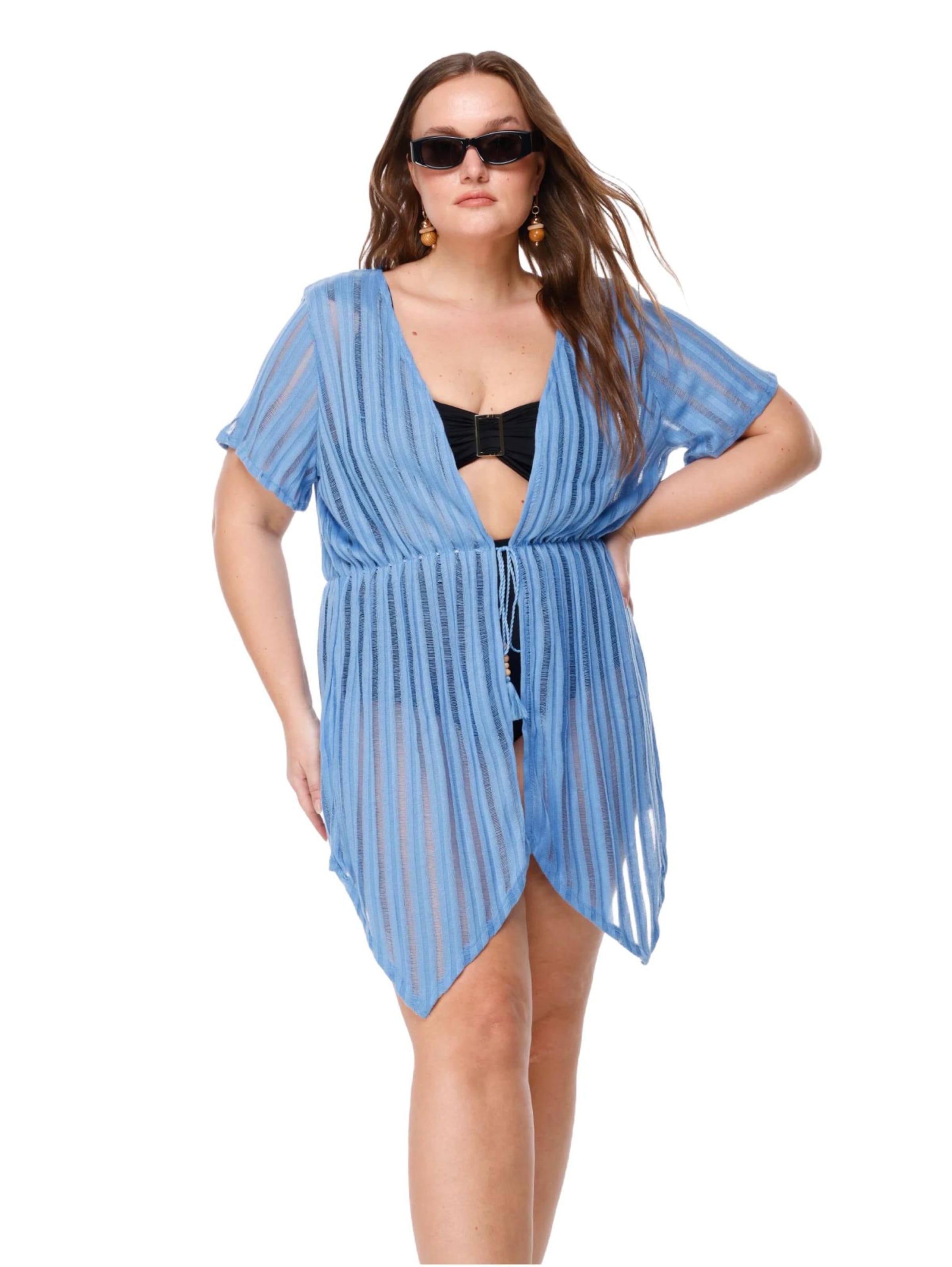 Shape Of You Kimono in Blau: Vorderseite