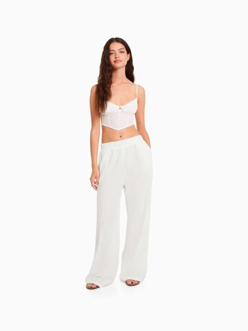 Wide Leg Pantalon Bershka en blanc