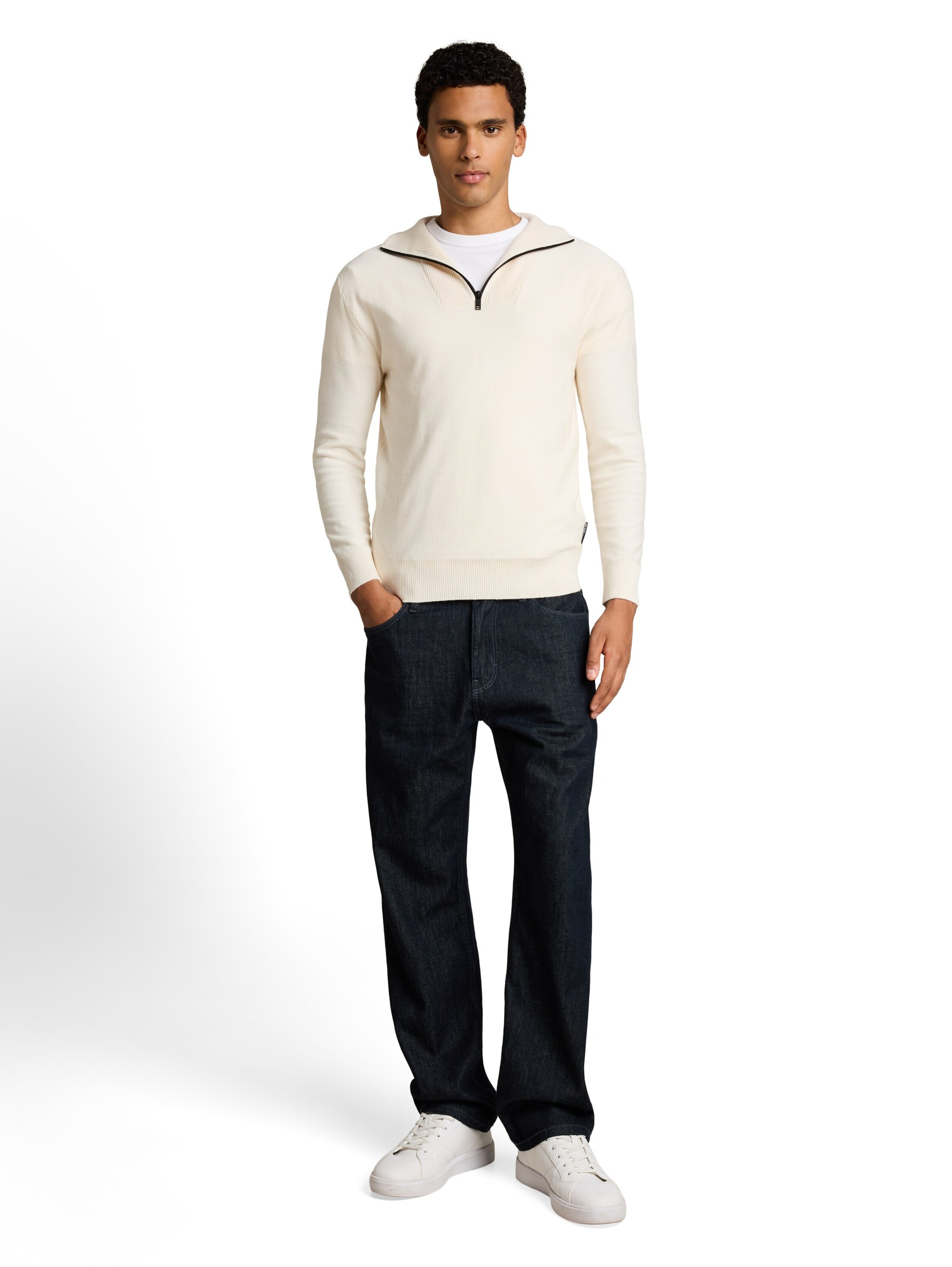 TOM TAILOR DENIM Pullover in Weiß