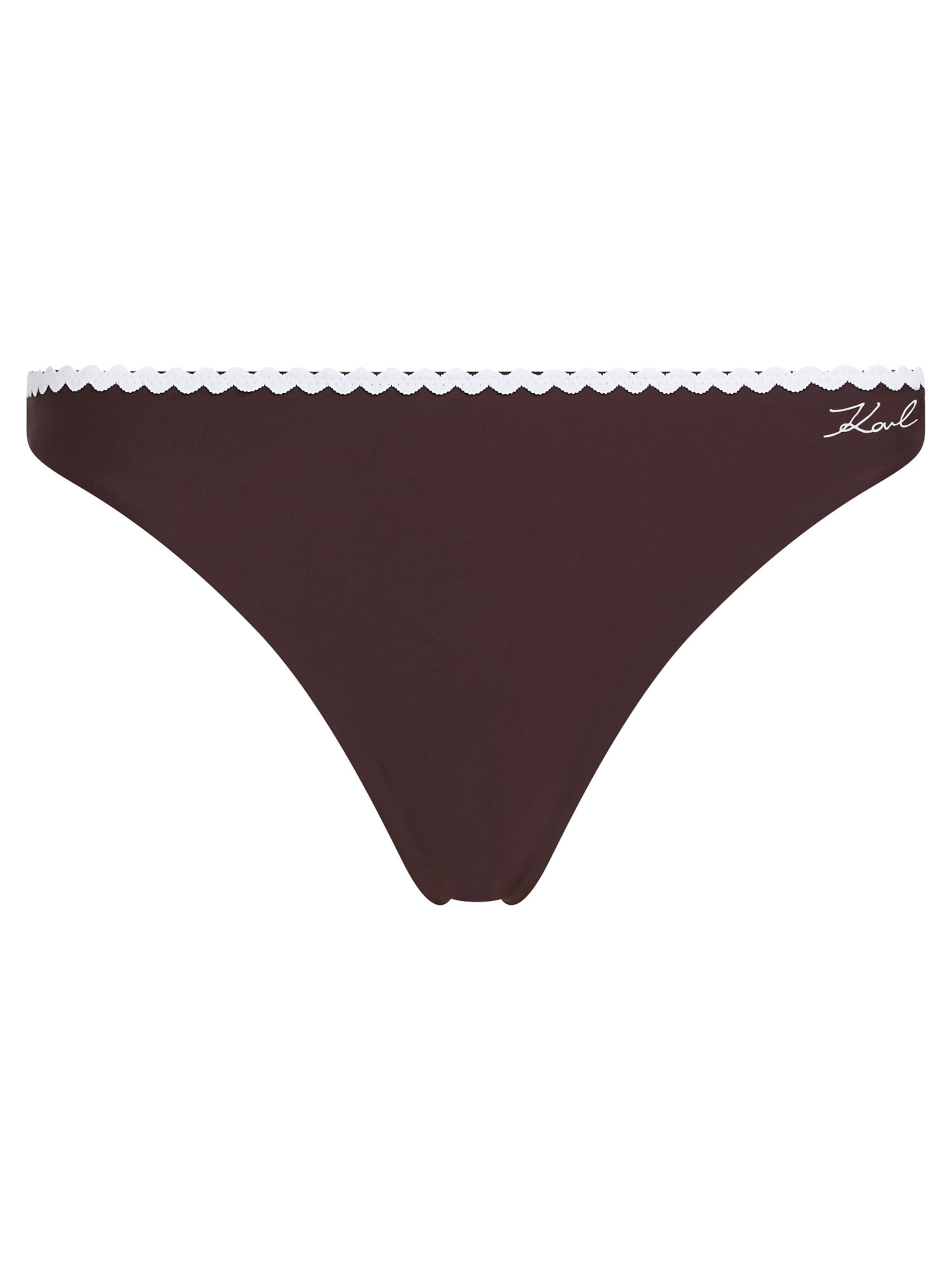 Slip costum de baie Karl Lagerfeld pe maro închis / alb, Vizualizare produs