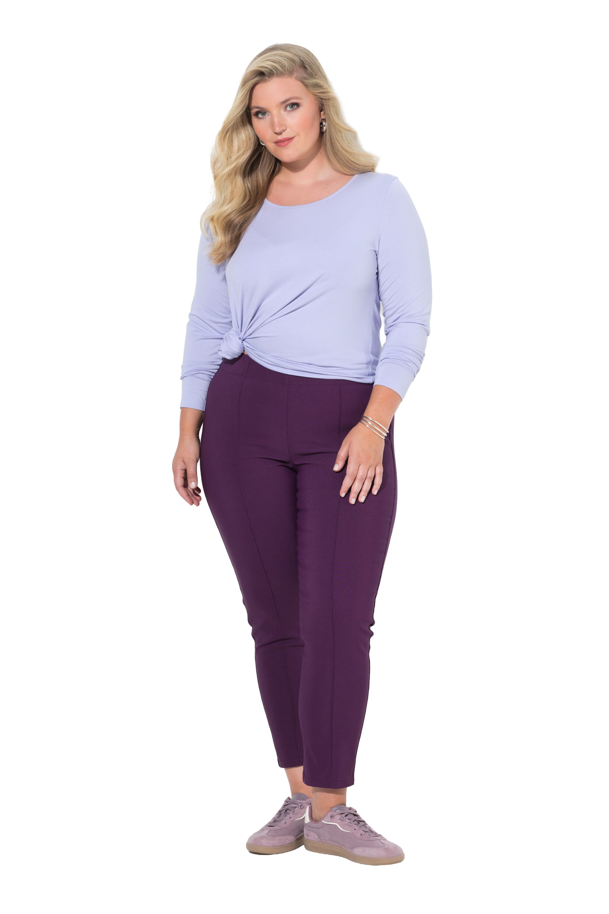 MIAMODA Regular Trousers in Purple: front