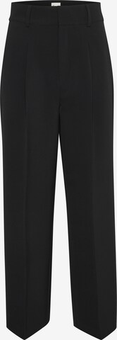 My Essential Wardrobe Wide leg Pleat-Front Pants in Black: front