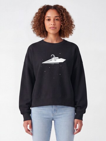 Sweat-shirt 'Fly me to the moon' Watapparel en noir : devant