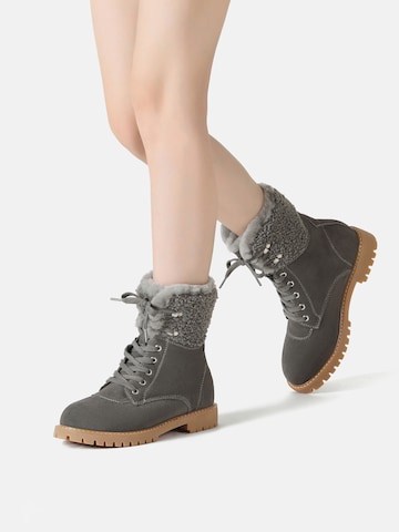 Everau Fűzős rövid szárú csizmák 'Sittella' - szürke: elől