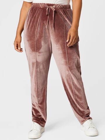 Guido Maria Kretschmer Curvy Regular Trousers 'Rosina' in Brown: front