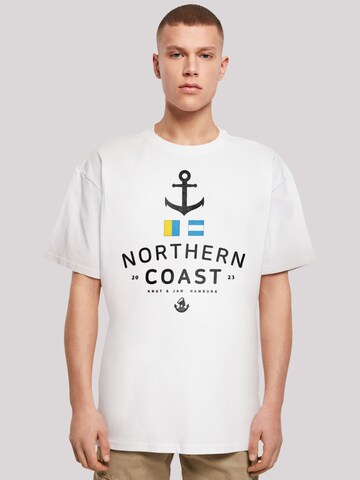 F4NT4STIC Shirt 'Nordsee Nordic Coast Knut & Jan Hamburg' in Wit: voorkant