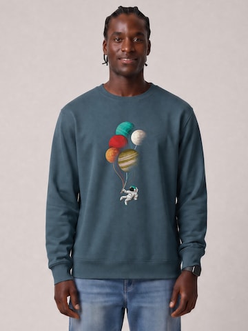 Watapparel Sweatshirt ' Balloon Spaceman ' in Blauw: voorkant