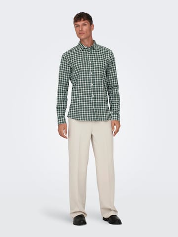 Only & Sons Slim fit Button Up Shirt 'BEN' in Green