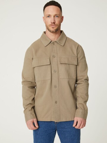 DAN FOX APPAREL Regular fit Button Up Shirt 'Arvid' in Brown: front