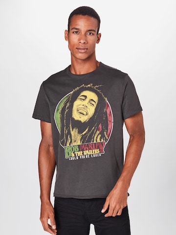 AMPLIFIED Regular fit T-shirt 'BOB MARLEY WILL YOU BE LOVED' i grå: framsida