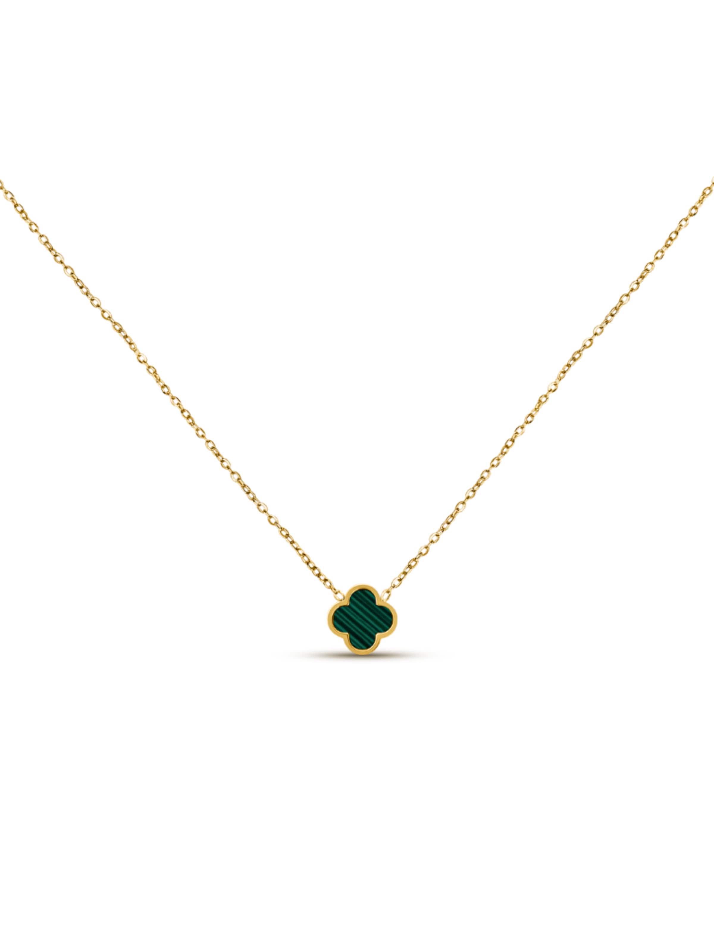 Pure Schmuck Necklace 'Clover Green' in Gold: front