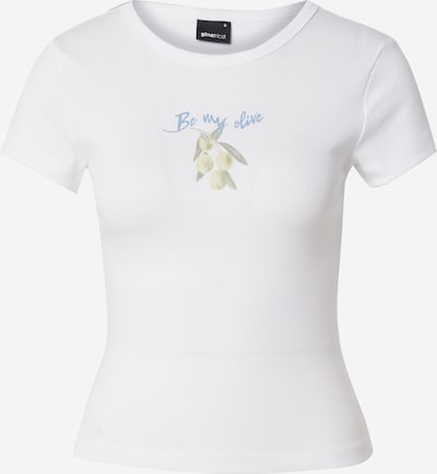 Marškinėliai iš Gina Tricot, spalva – šviesiai mėlyna / alyvuogių spalva / pastelinė žalia / balta, Prekių apžvalga