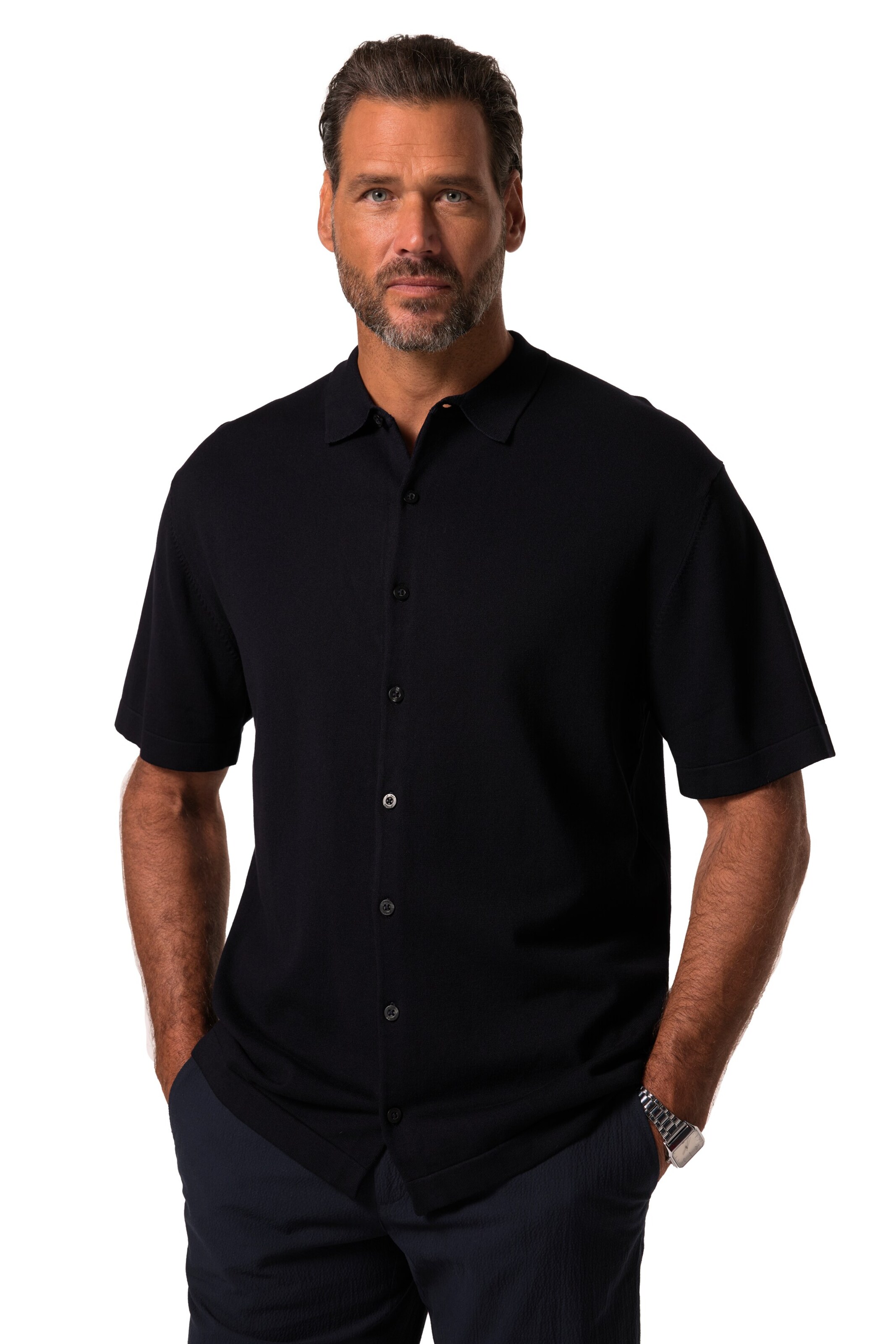 JP1880 Regular fit Overhemd in Blauw: voorkant