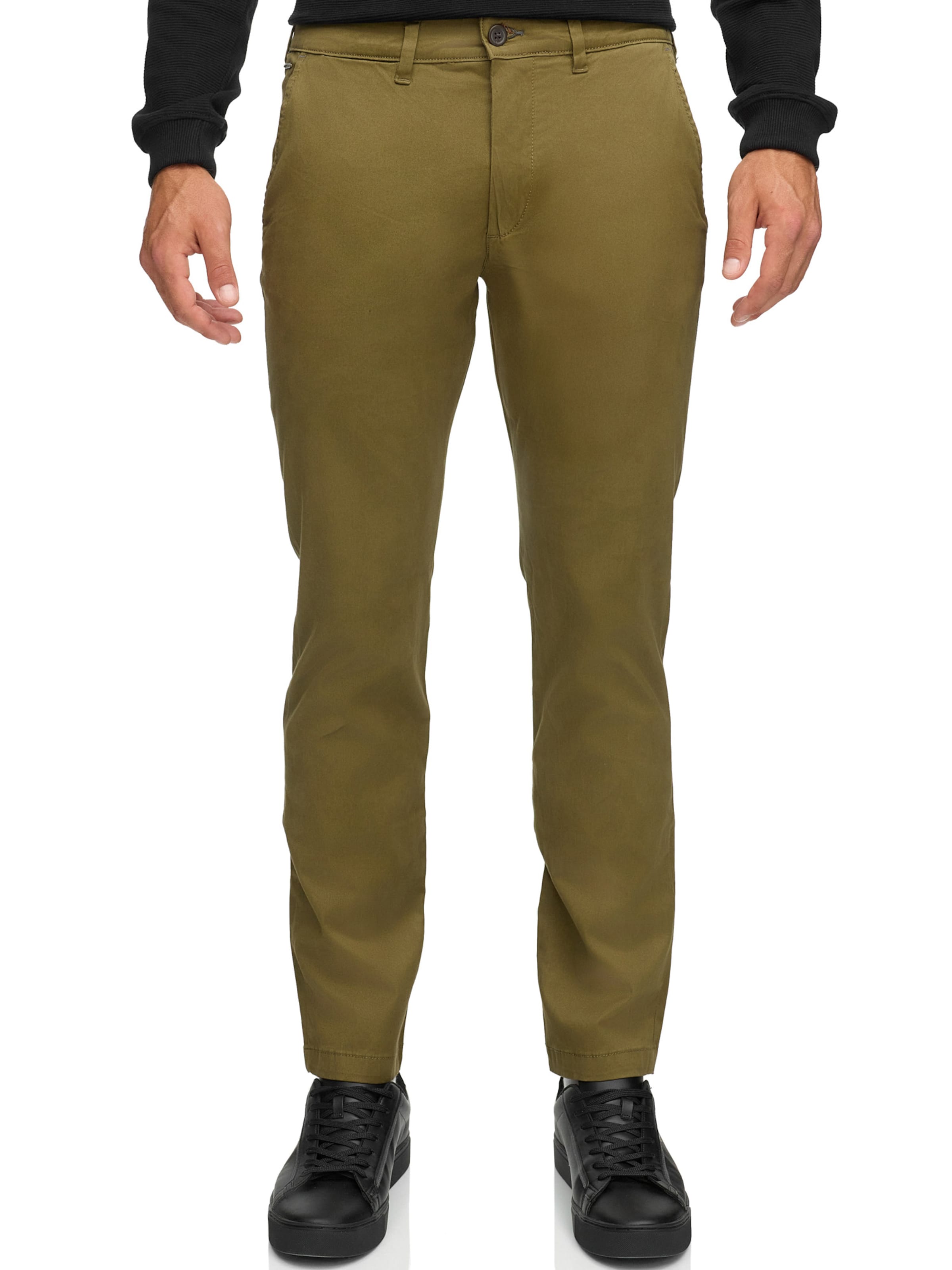 INDICODE JEANS Regular Chino Pants in Green: front