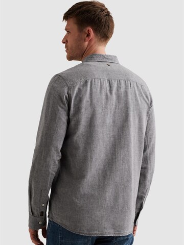 PME Legend Regular fit Skjorta 'Cotton/linen shirt with embroidered logo' i blå