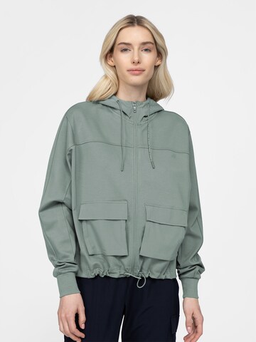 4F Athletic Zip-Up Hoodie 'BLD021' in Green: front