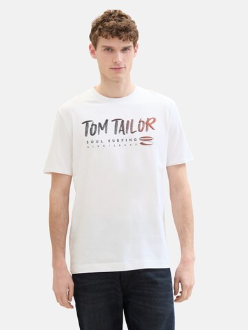 T-Shirt TOM TAILOR en blanc : devant