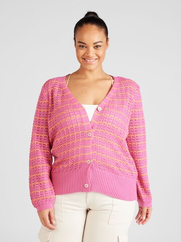 ONLY Carmakoma Knit cardigan 'ASA' in Pink: front