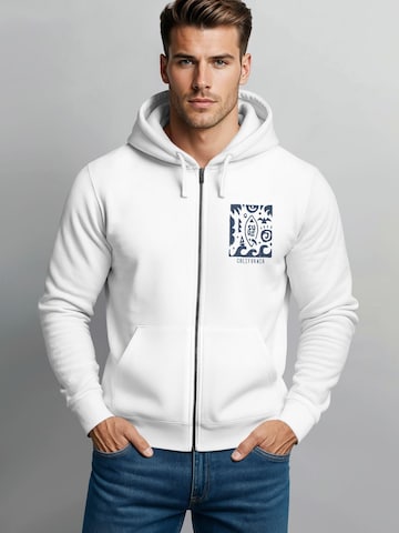 Neverless Zip-Up Hoodie 'Surf California' in White