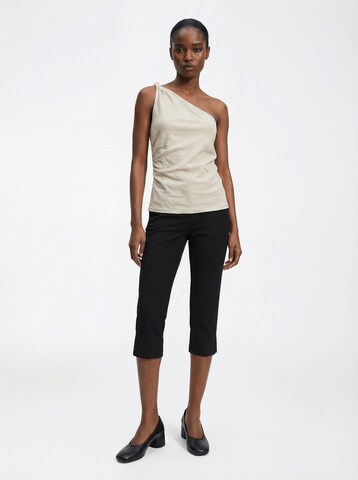 The Base Theory Топ 'TWISTED LINEN TOP' в бежово