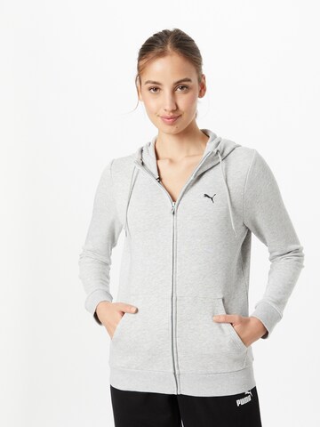 PUMA Athletic Zip-Up Hoodie in Grey: front