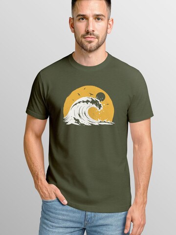 Neverless Shirt 'Wave Sun' in Green