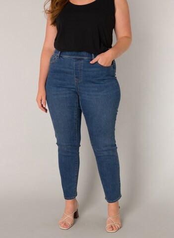 BASE LEVEL CURVY Skinny Jeggings in Blue: front