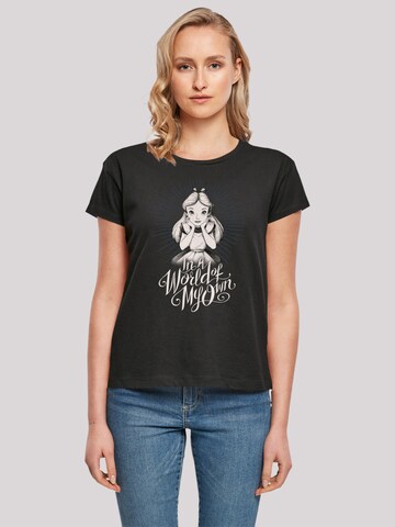 F4NT4STIC Shirt 'Disney Alice im Wunderland In A World Of My Own' in Zwart: voorkant