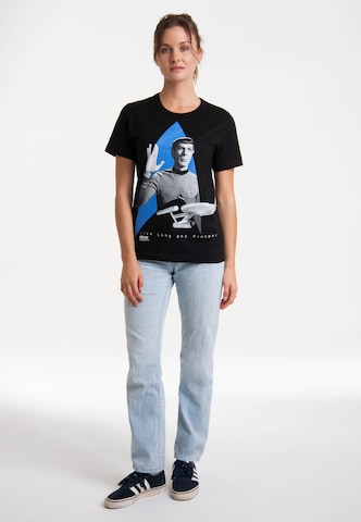 LOGOSHIRT Shirt 'Star Trek - Spock' in Zwart