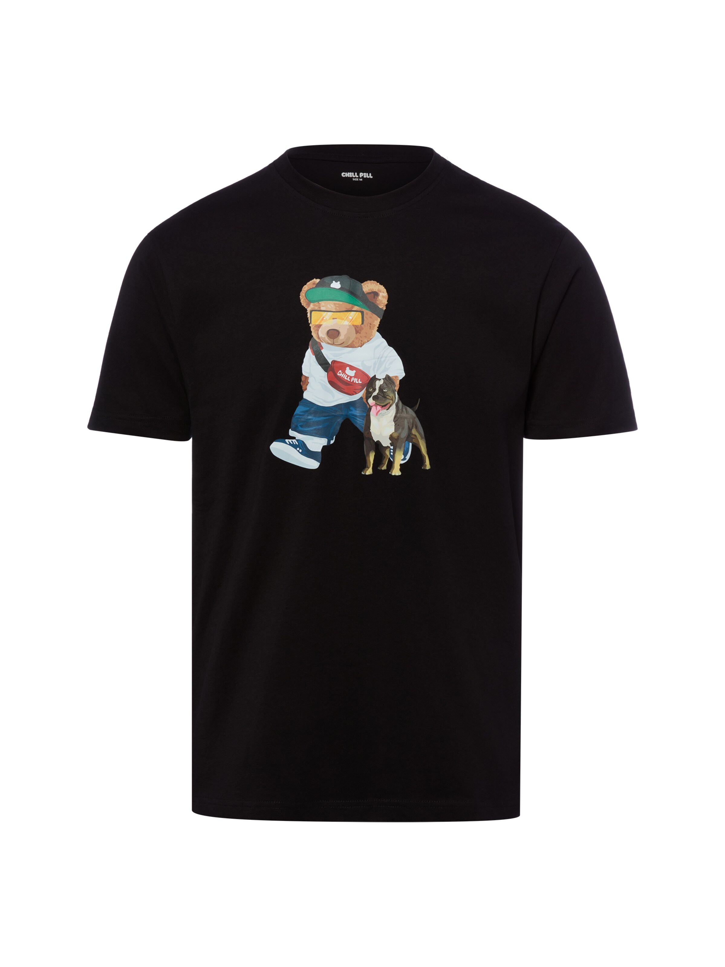 Chill Pill Shirt ' Walking Bear ' in Schwarz: Vorderseite