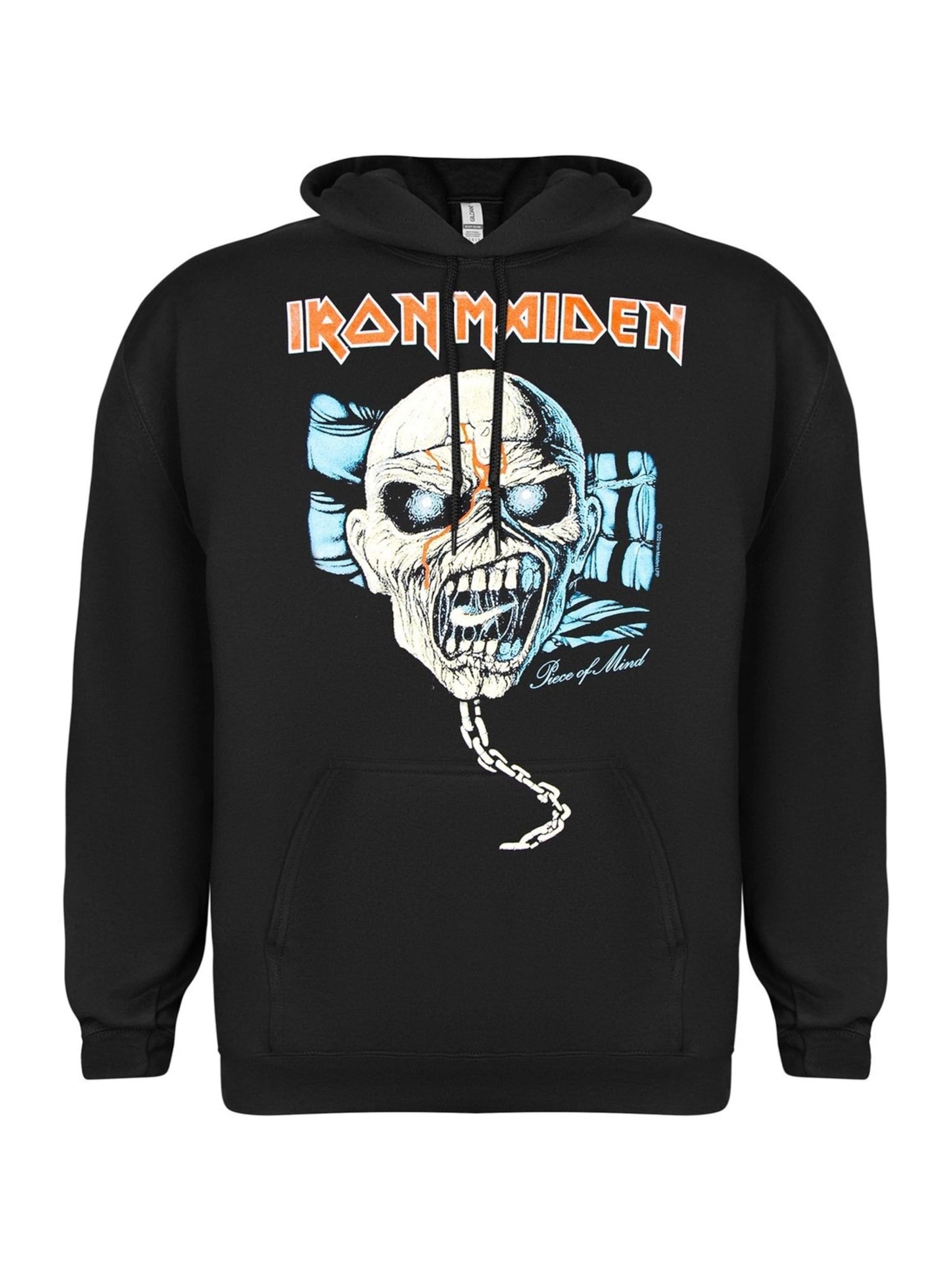 Iron Maiden Sweatshirt 'Iron Maiden Piece of Mind Kapuzenpullover' in Black: front