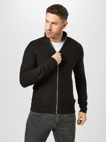 BURTON MENSWEAR LONDON Regular fit Knit cardigan in Black: front