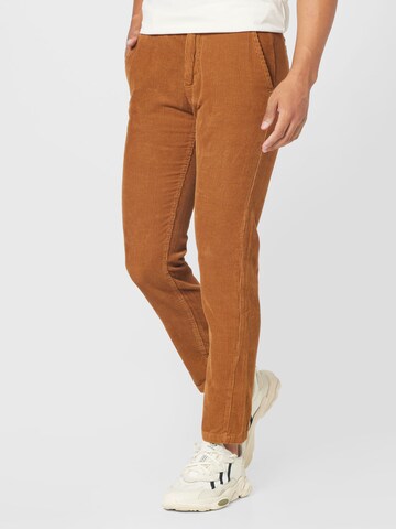 Lindbergh Regular Broek in Bruin: voorkant