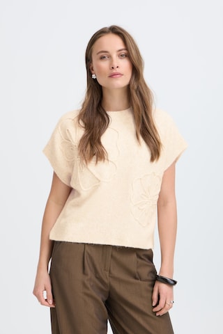 b.young Gebreide bodywarmer 'BYOmea' in Beige: voorkant