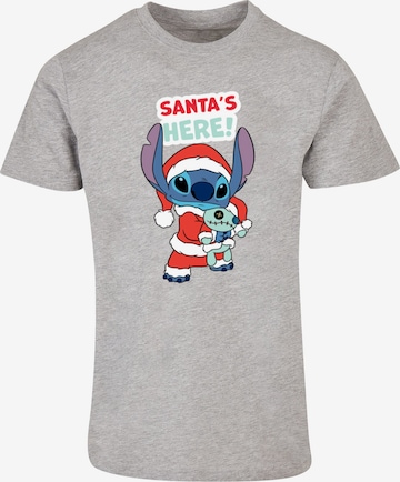 ABSOLUTE CULT Shirt 'Lilo And Stitch - Santa Is Here' in Grijs: voorkant