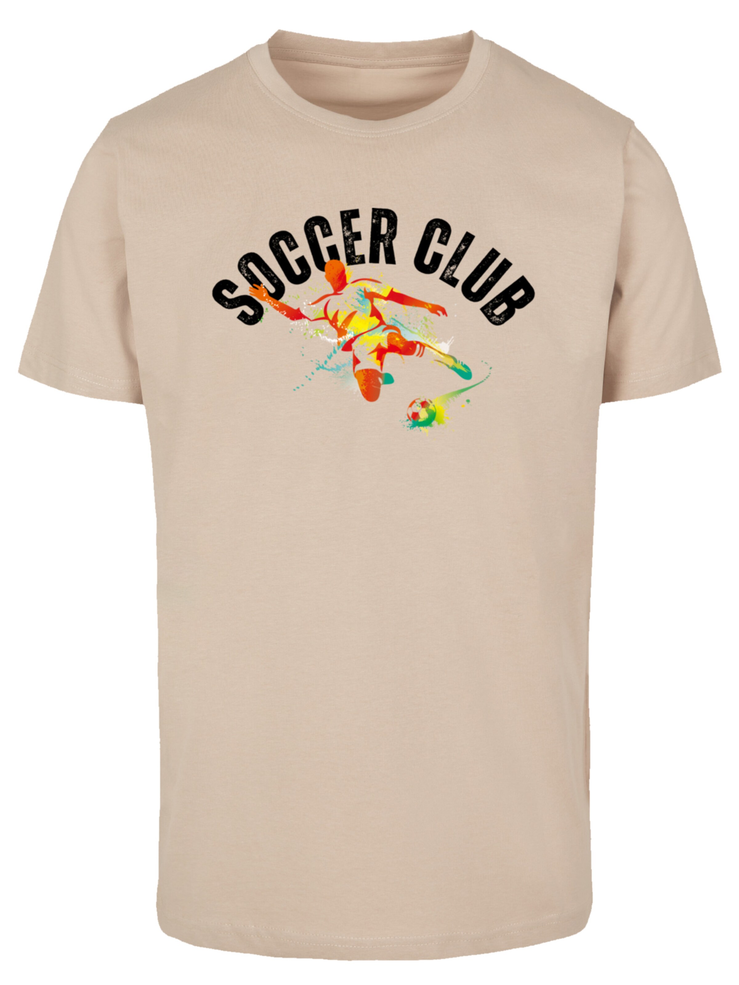 F4NT4STIC Shirt 'Soccer Club Sport Fan Artwork' in Beige: voorkant